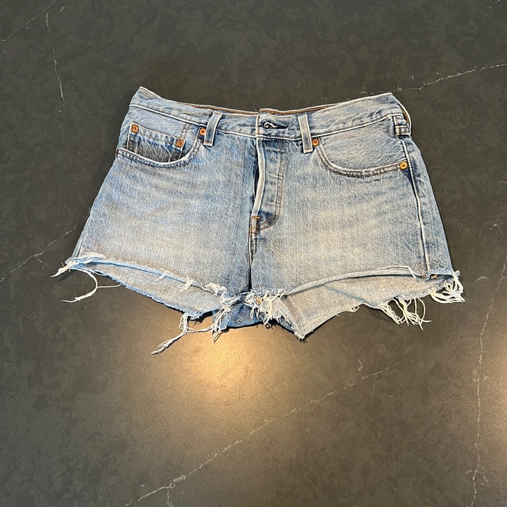 Levi’s medium wash jean shorts